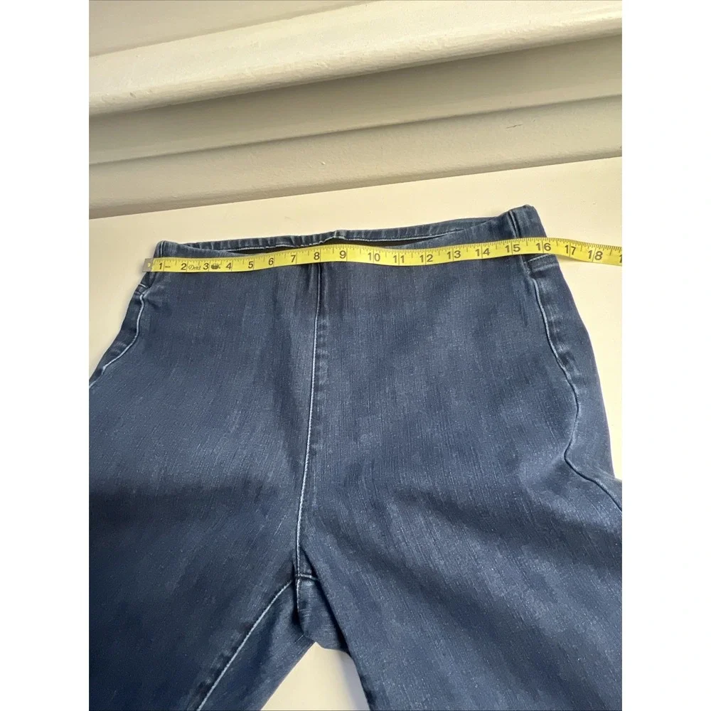 Soft Surroundings Womens Medium Dark Wash High‎ Rise Pull On Flare Jeans